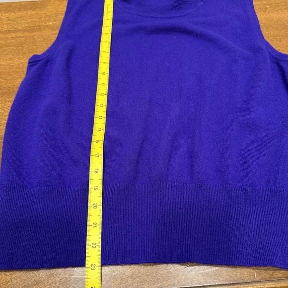 ST.JOHN SPORT  Women's Sweater Sleeveless Blue Cashmere Size Xl Lightweight Knit - Picture 9 of 11